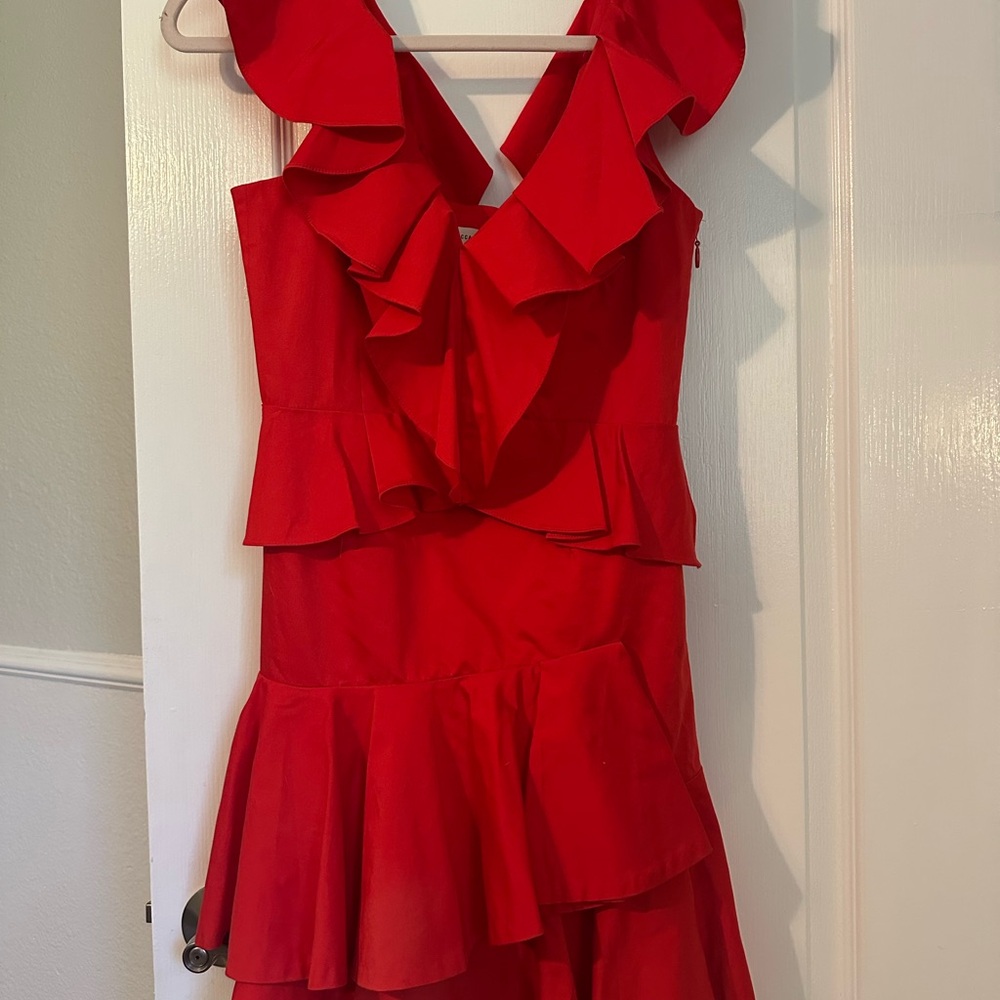 Rebecca Taylor Vibrant Red Asymmetrical Dress
